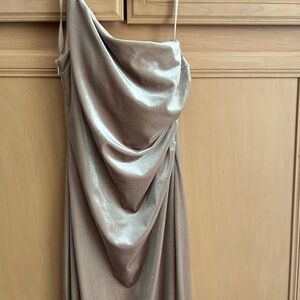 Revelry Jade Velvet Dress in Champagne Gold